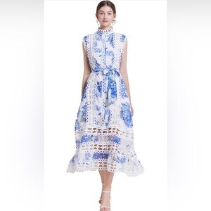 Floral Lace Blue Dress